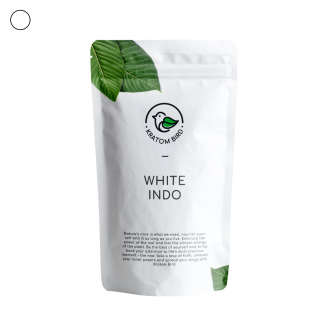 Produit White Indo de Kratom Bird dans un sachet refermable.