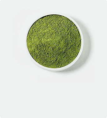 Poudre de kratom vert dans un bol blanc